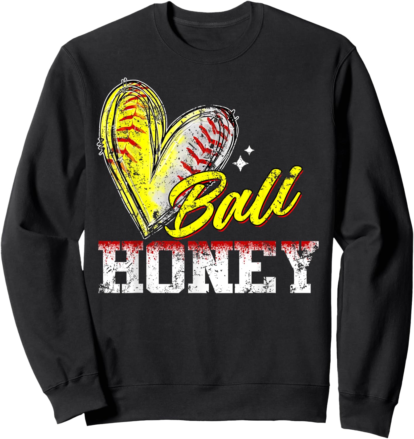 Ball Honey Heart Funny Baseball Softball Honey Sweatshirt - Sweatshirt | Black