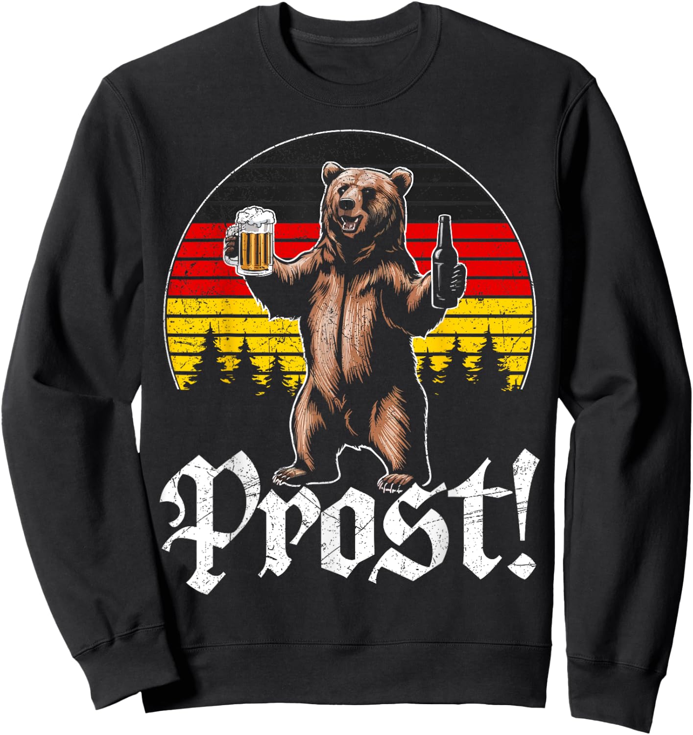 Funny Oktoberfest Cheers Bear Retro Vintage Drinking Costume Sweatshirt - Sweatshirt | Black