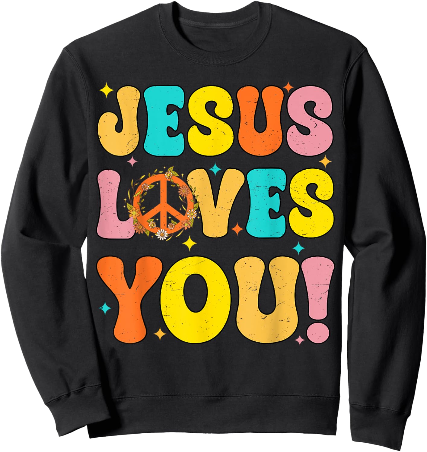 Jesus Loves You Christian Toddler Girls Boys Kids Sweatshirt - Sweatshirt | Black
