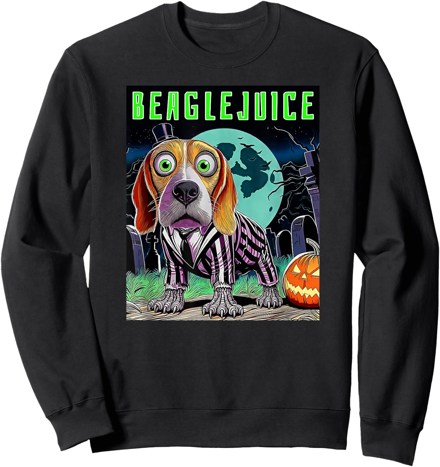 Halloween Beaglejuice Beagle Fun Dog Breed Owners Costume Sweatshirt - Sweatshirt | Black