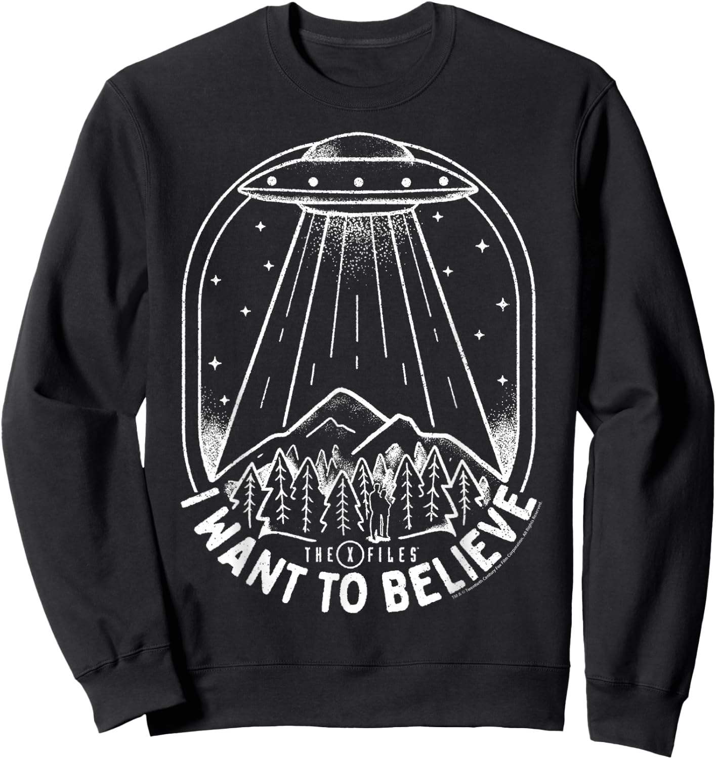 X-Files UFO I Want To Believe Distressed Silhouette Big Logo Sweatshirt - Sweatshirt | Black