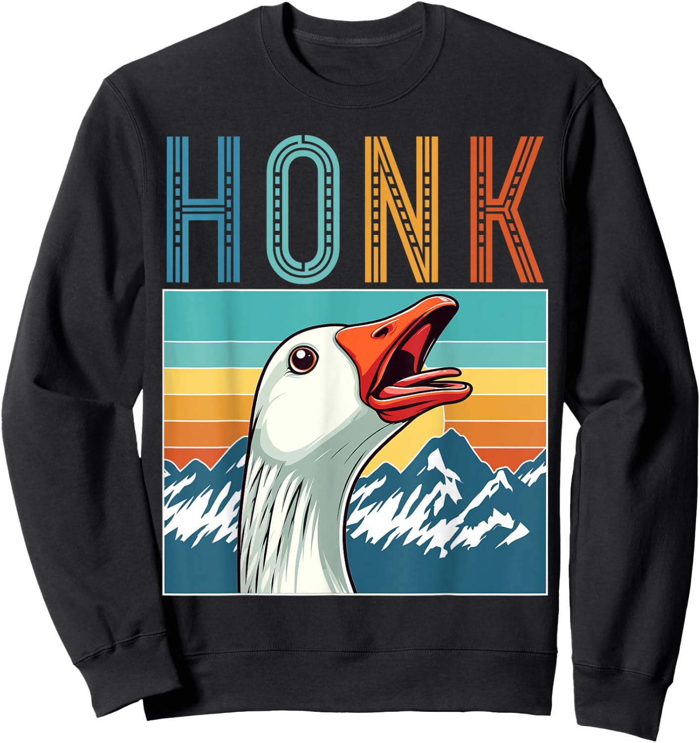 Funny Goose Honk Retro Vintage Sweatshirt - Sweatshirt | Black