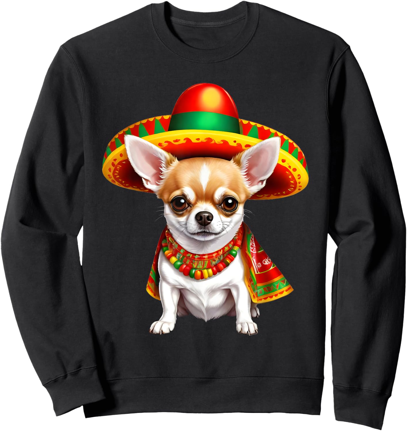 Funny Cinco de Mayo Chihuahua Dog Lovers Mexican Sombrero Men Women Sweatshirt - Sweatshirt | Black