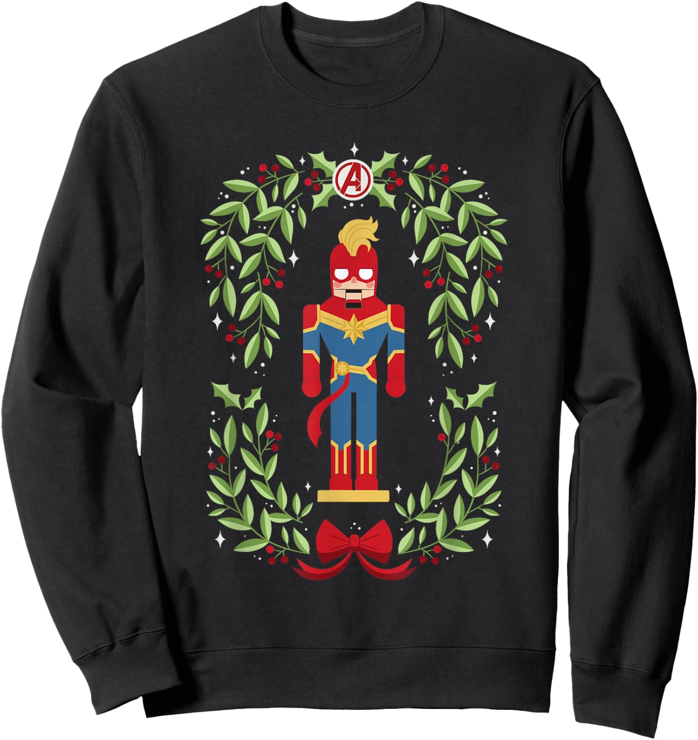 Marvel Holiday Christmas Avengers Captain Marvel Nutcracker Sweatshirt - Sweatshirt | Black