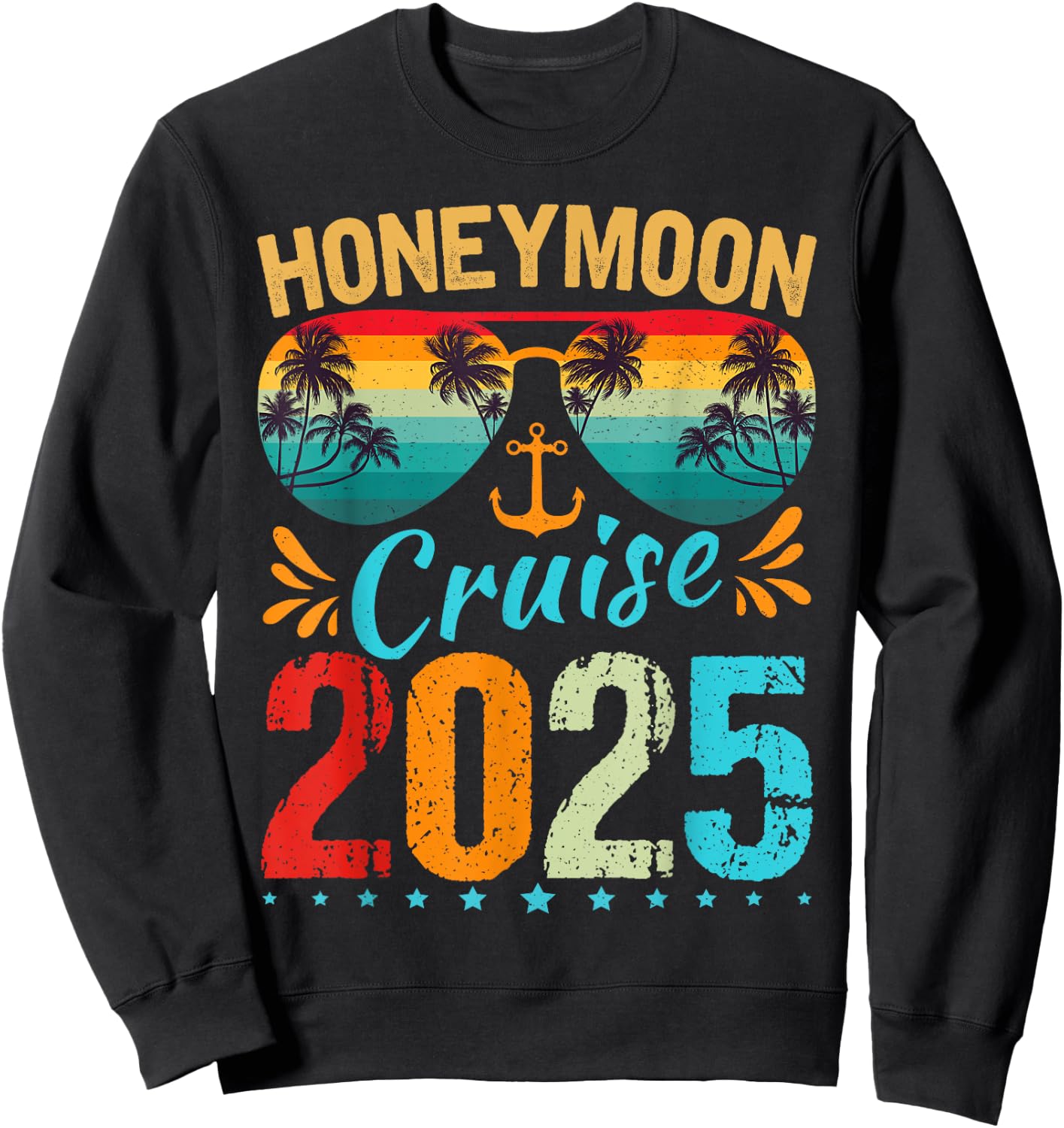 Honeymoon Cruise for Matching Couples 2025 Just Married Sweatshirt - Sweatshirt | Black