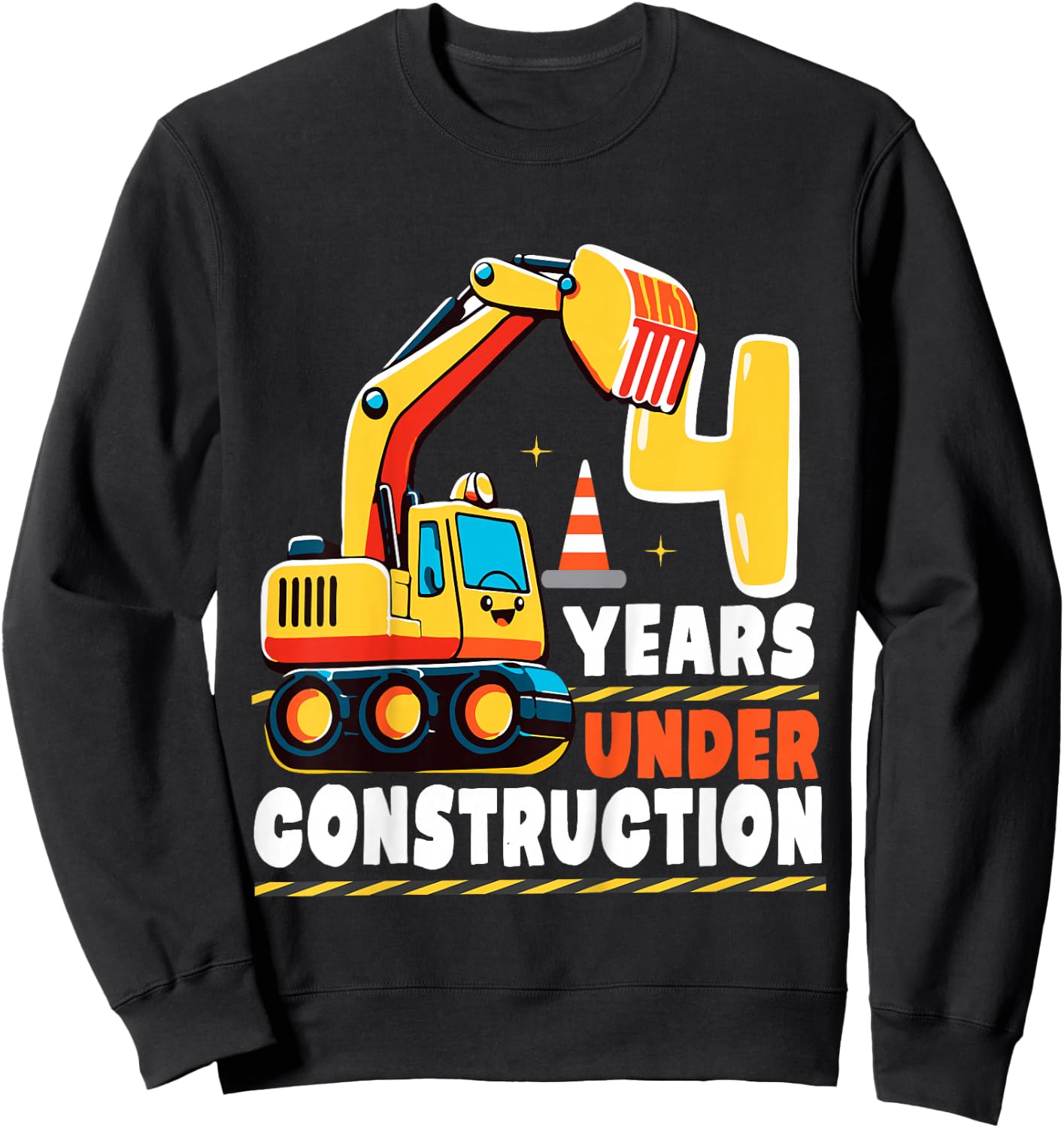 Kids 4 Years Under Construction Boy Four Year Old 4th Birthday Sweatshirt - Sweatshirt | Black