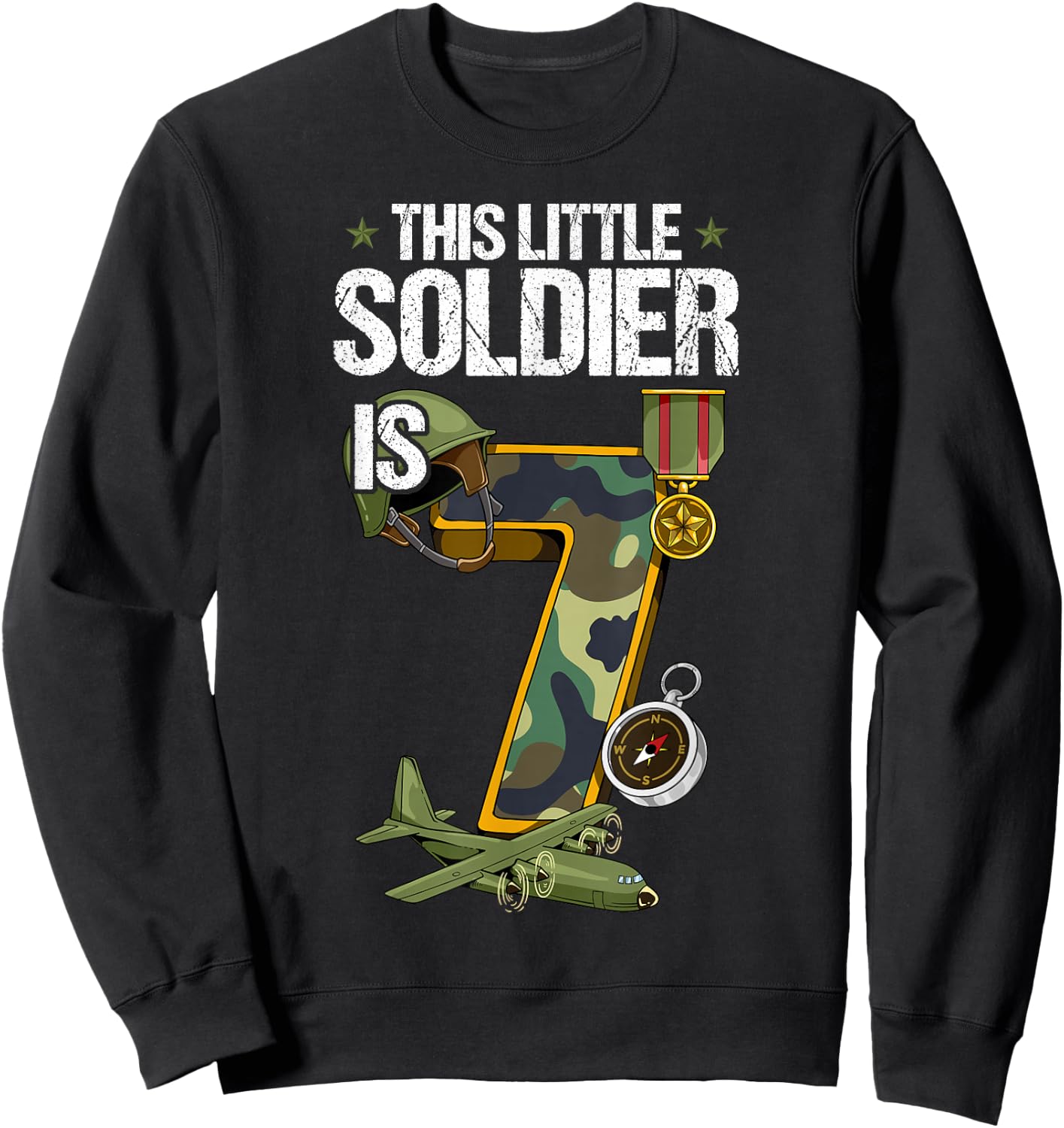 7th Birthday Army Sweatshirt - Sweatshirt | Black