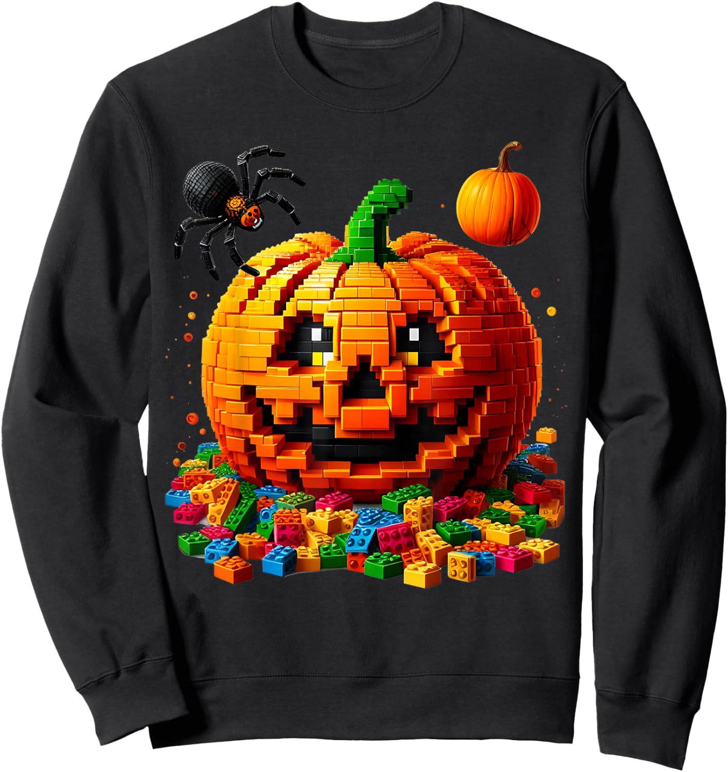 Master Builder Pumpkin Bricks Blocks Halloween Kids Boys Fun Sweatshirt - Sweatshirt | Black