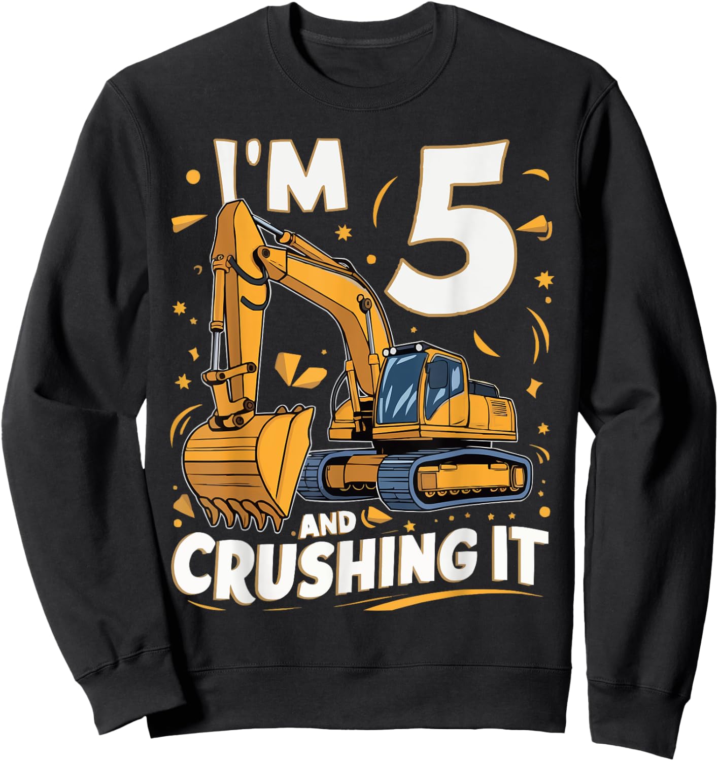 Construction Truck 5th Birthday 5 Years Old Digger Builder Sweatshirt - Sweatshirt | Black