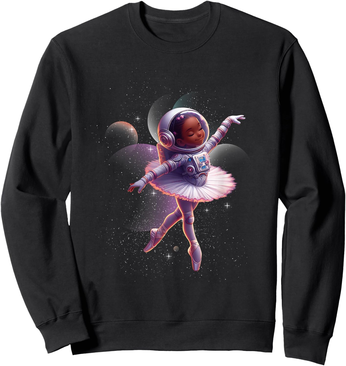 Ballerina Girl Space Astronaut Dancing Girl Dancer Sci-fi Sweatshirt - Sweatshirt | Black