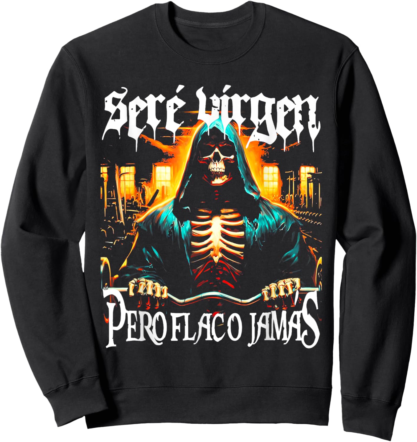 Calacas Chidas Gym Con Frases Sarcasticas Funny Saying Sweatshirt - Sweatshirt | Black