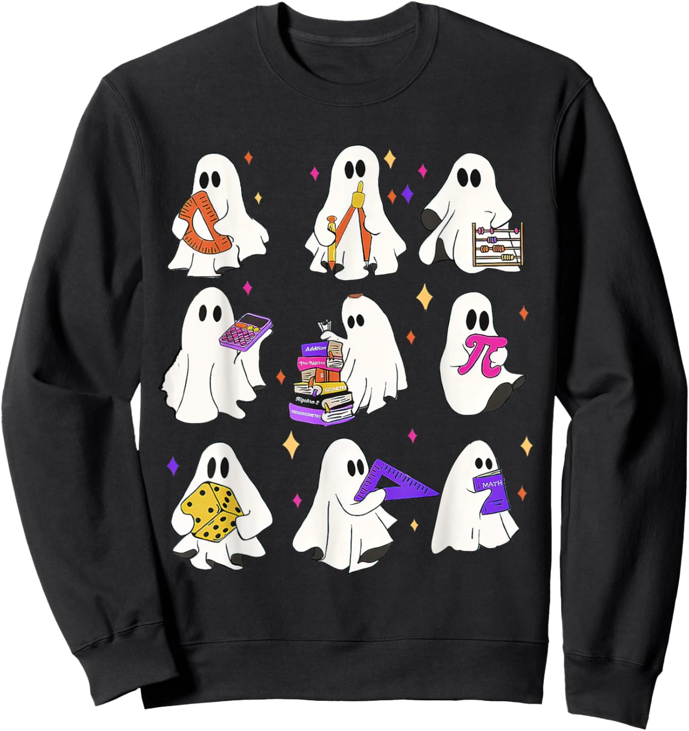 Halloween Math Teacher, Ghost Math Teacher, Back To School Sweatshirt - Sweatshirt | Black