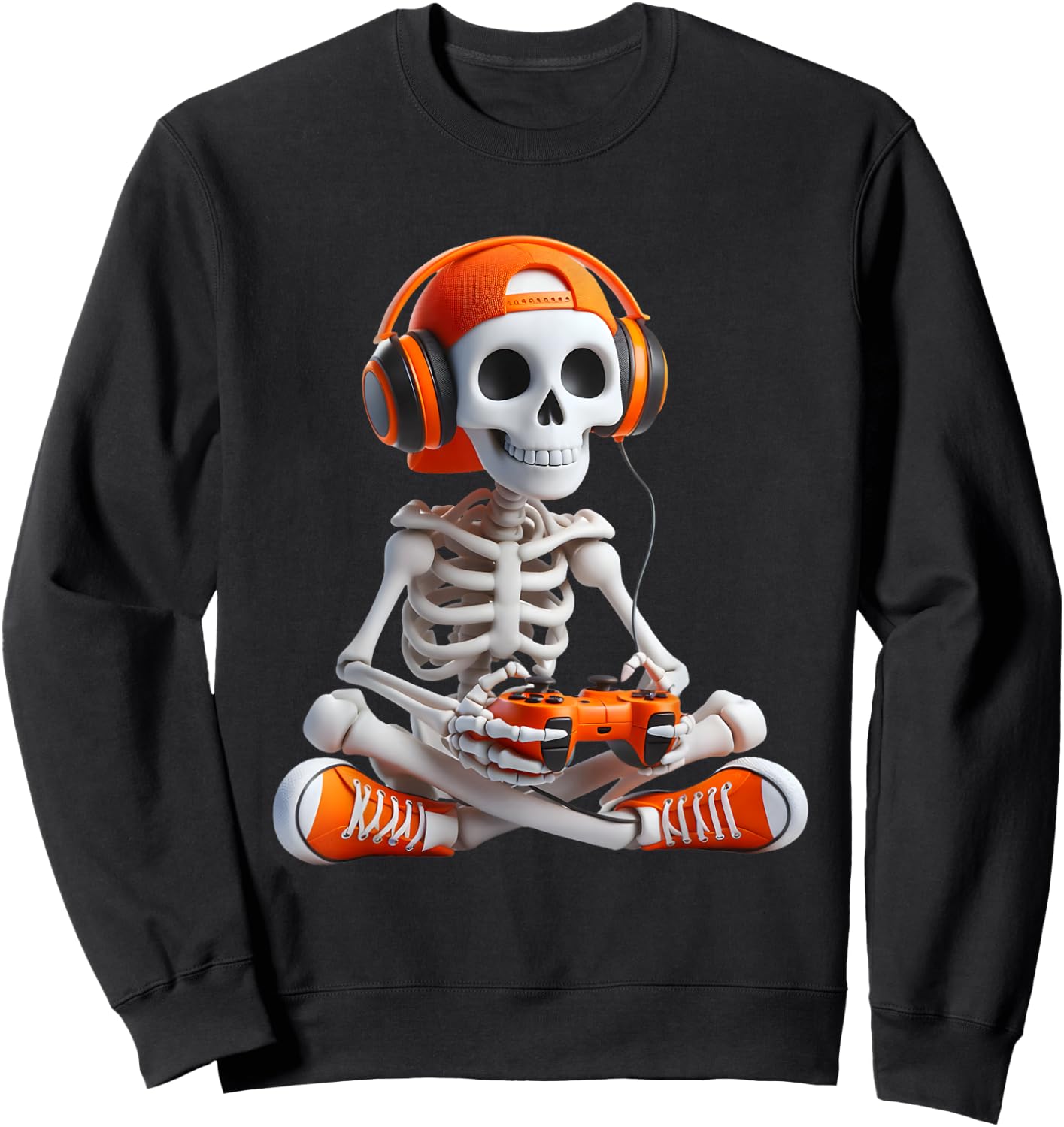 Gaming Skeleton Halloween Gamer Video Games Boys Men Kids Sweatshirt - Sweatshirt | Black