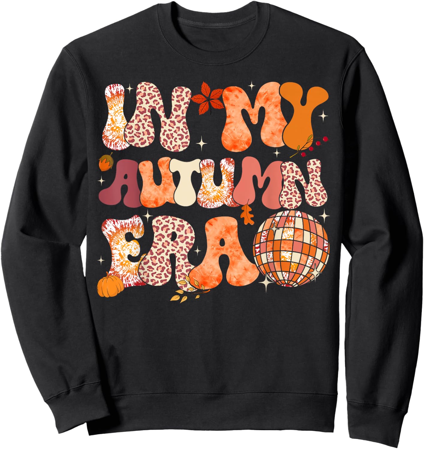 In My Autumn Era Leopard Tie Dye Thanksgiving Autumn Fall Sweatshirt - Sweatshirt | Black