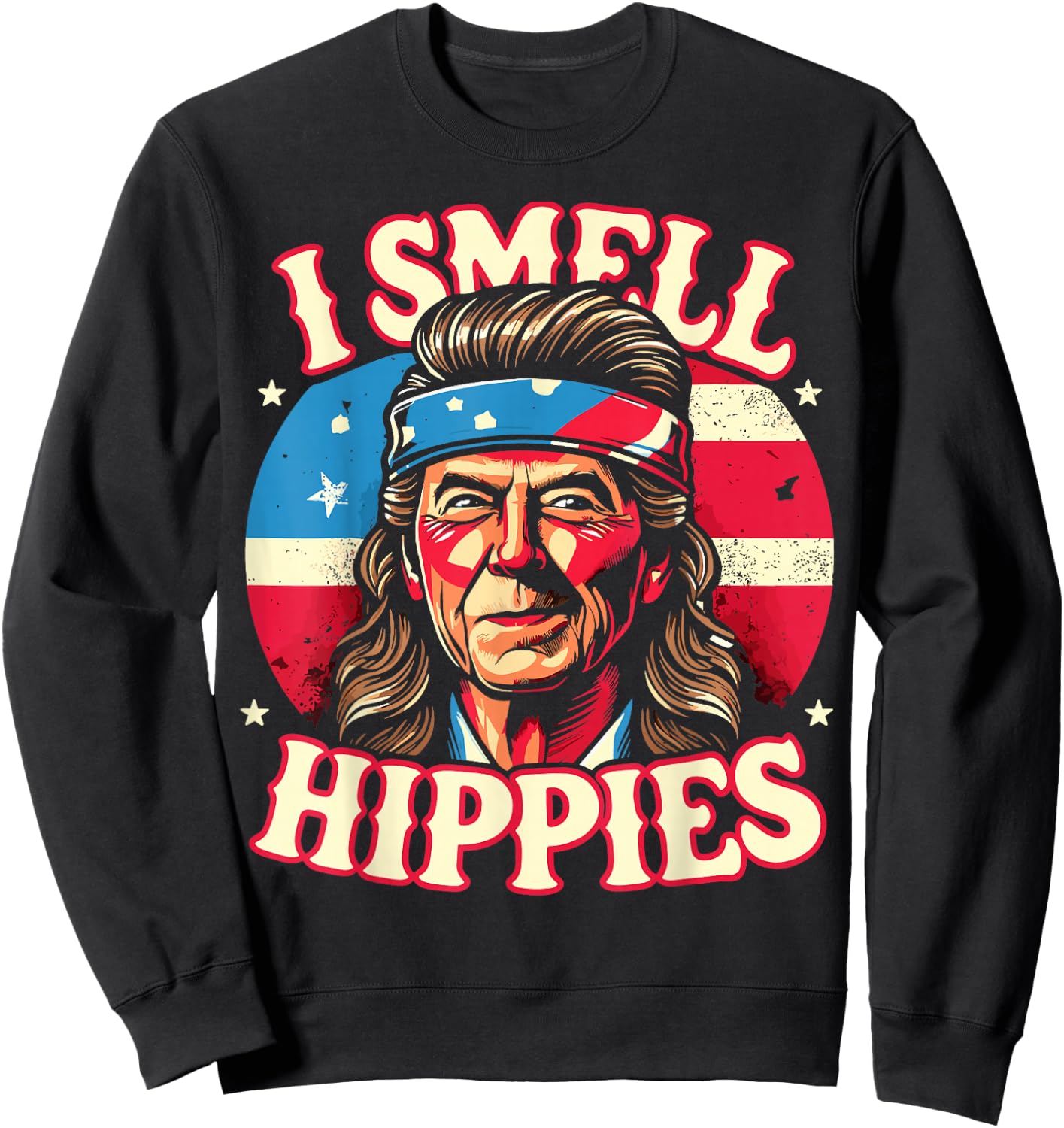 I Smell Hippies USA Funny 4th of July Men Hippie Sweatshirt - Sweatshirt | Black