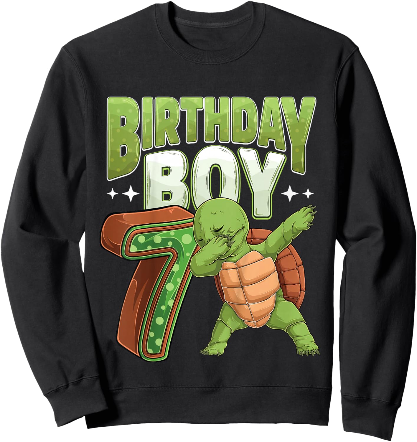 Kids 7 year old Turtle animal lovers 7th Birthday Boy Sweatshirt - Sweatshirt | Black