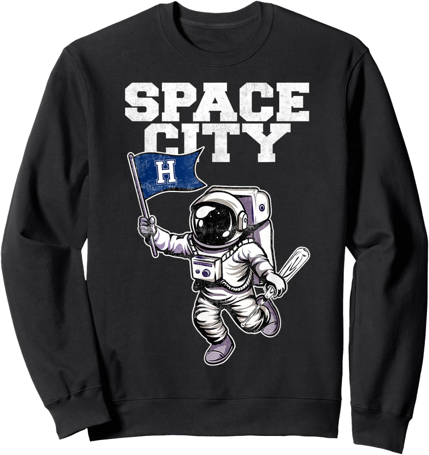 Vintage Houston Name Space City Classic Arts Astronauts Sweatshirt - Sweatshirt | Black