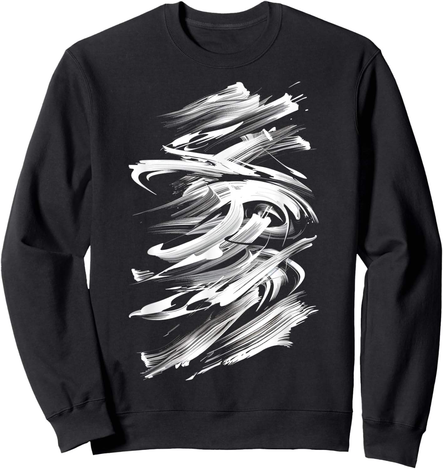 Black And White Brushstrokes Graphic Sweatshirt - Sweatshirt | Black