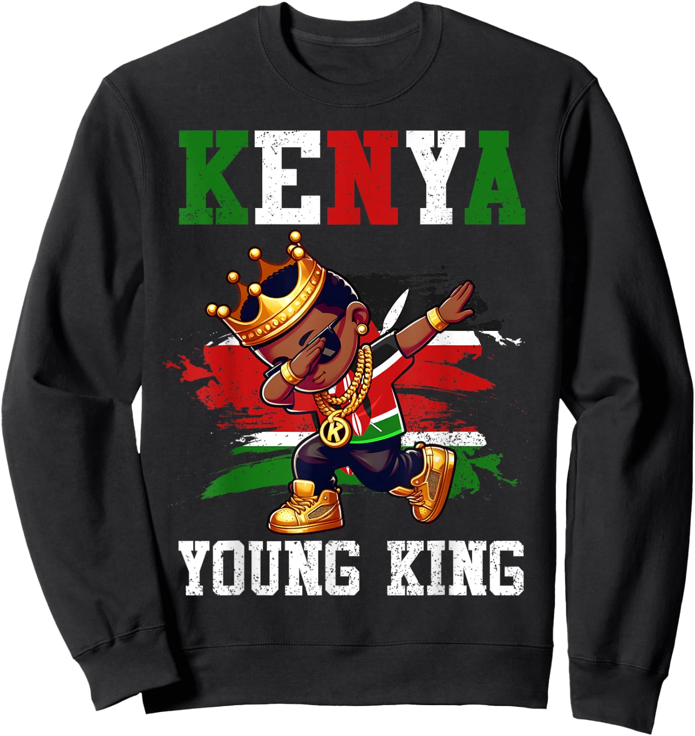 Kenya Young King Kenyan Boy African Proud Kenyan Flag Sweatshirt - Sweatshirt | Black