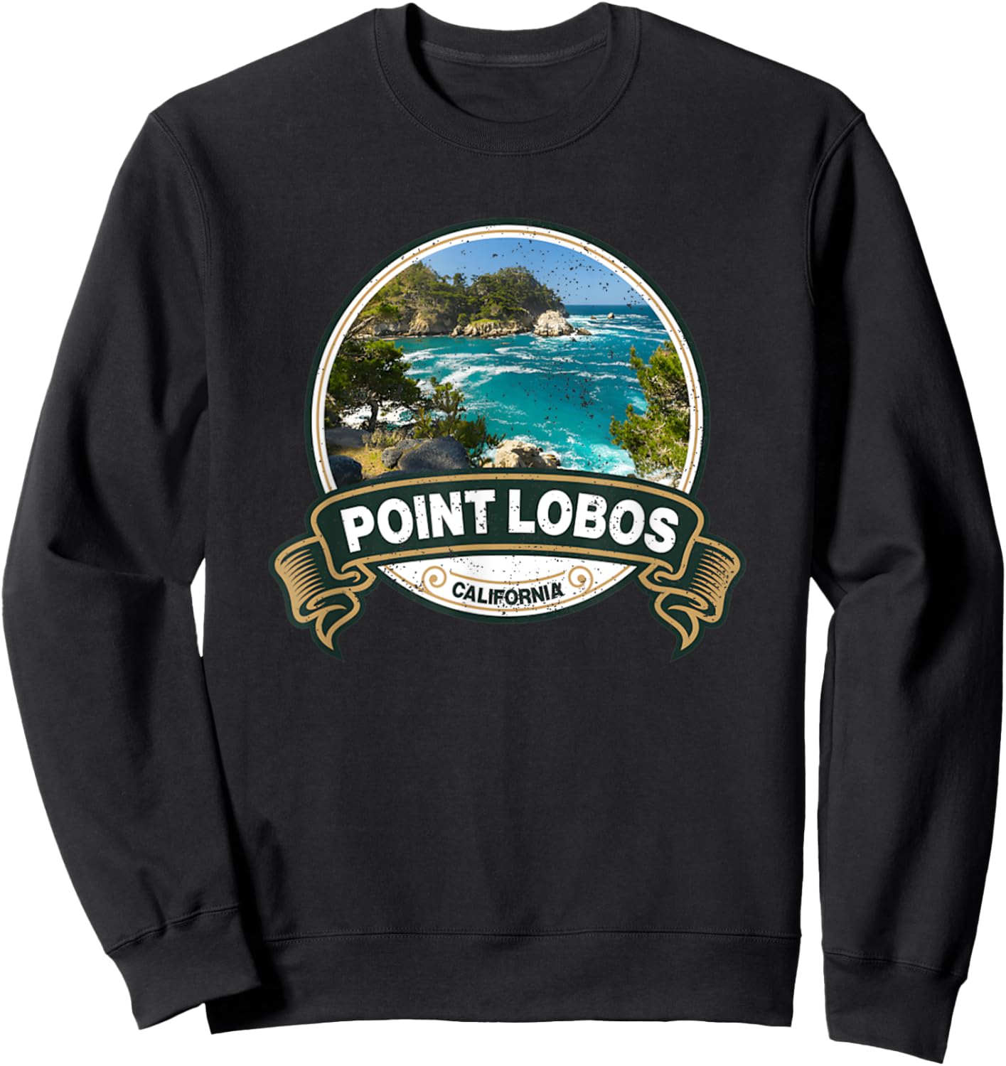 Vintage Nature Point Lobos California Travel Badge Sweatshirt - Sweatshirt | Black