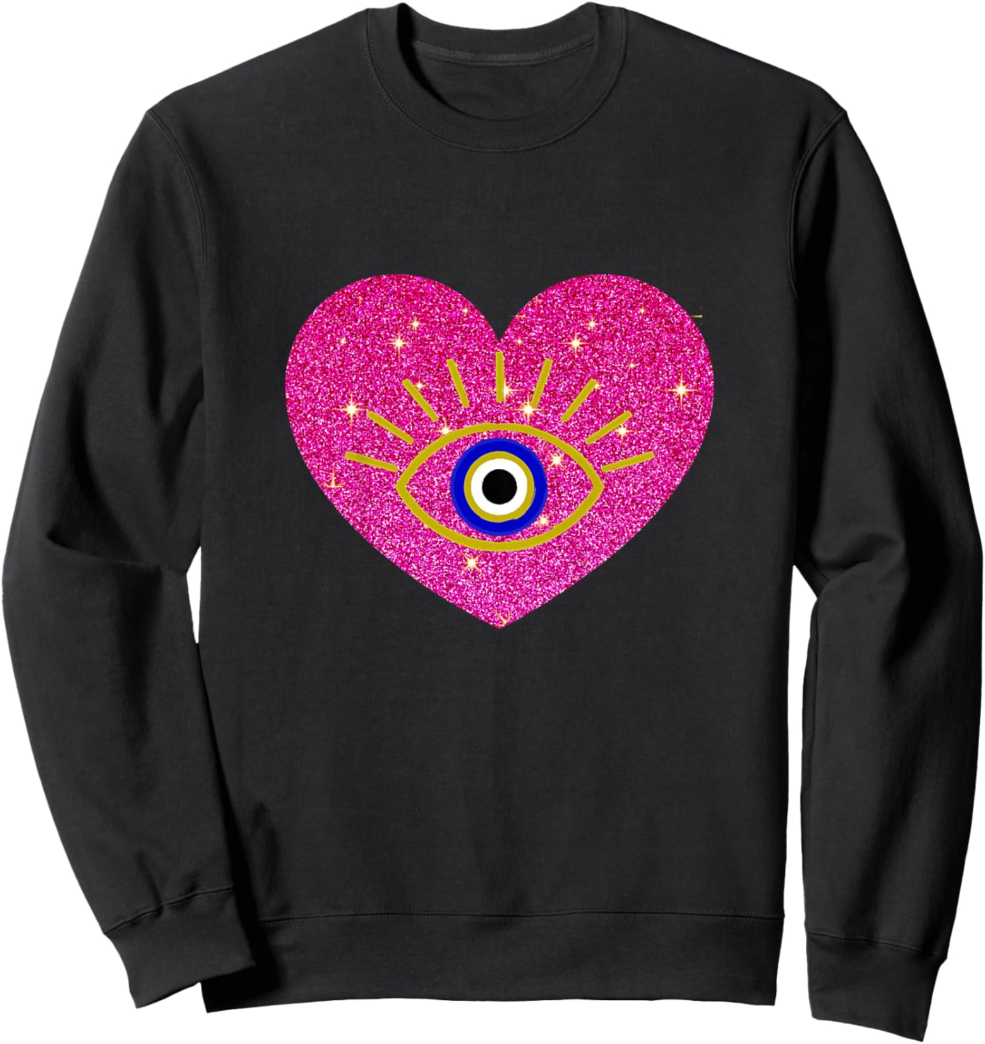 Pink Heart Cute Evil Eye Protection Toddler's and Children Sweatshirt - Sweatshirt | Black