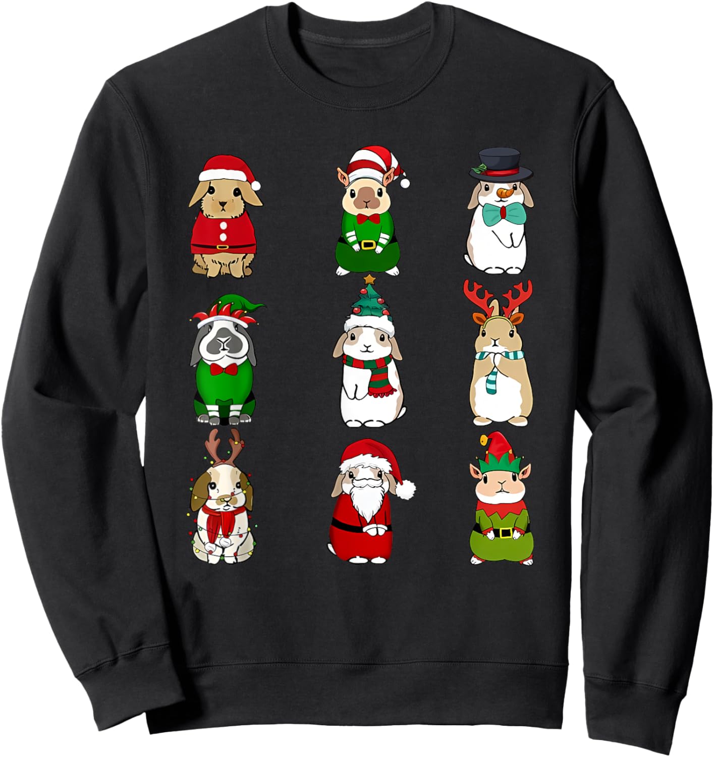 Cute Bunny Christmas Sweatshirt - Sweatshirt | Black