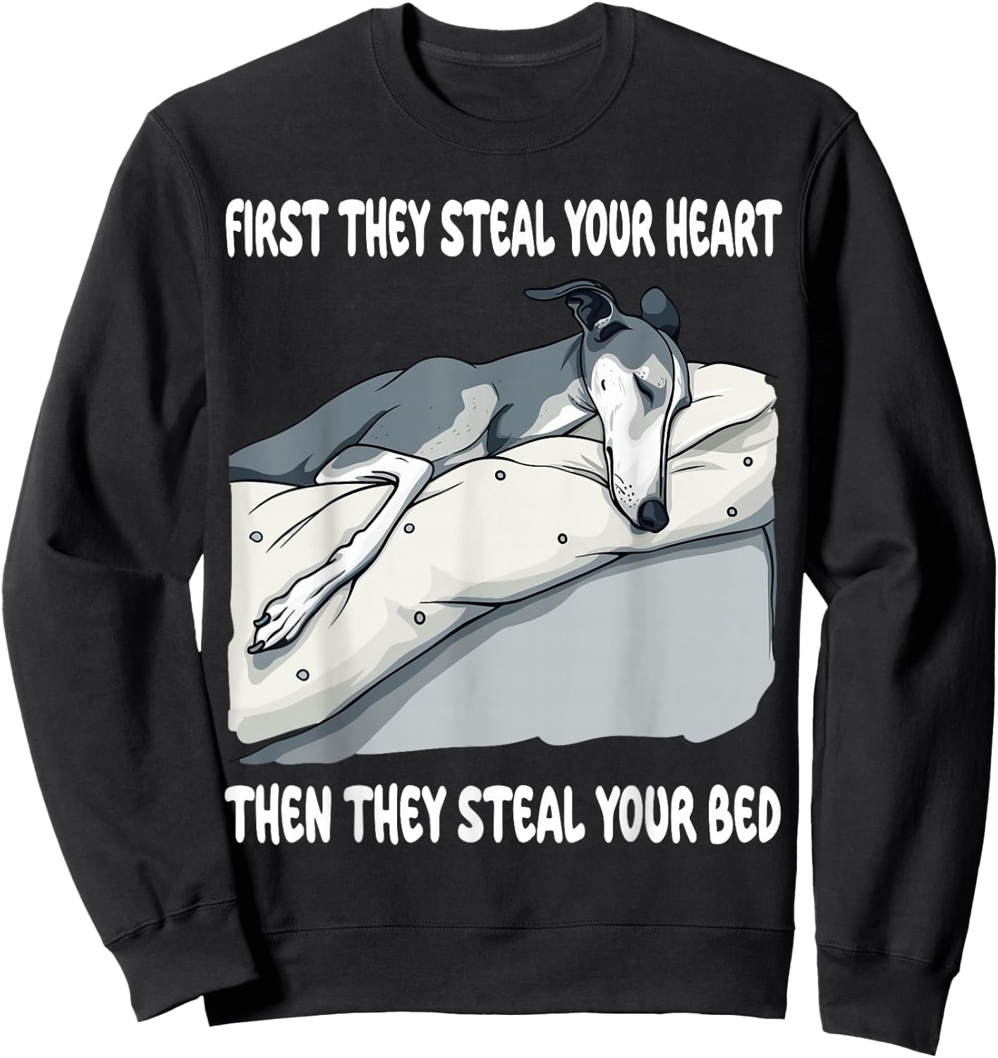 Greyhound Sleeping Pajamas Nightgown Sweatshirt - Sweatshirt | Black