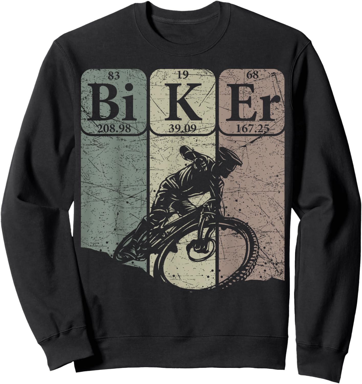 Mountain Biker Periodic Table Elements MTB Bike Nerd Vintage Sweatshirt - Sweatshirt | Black