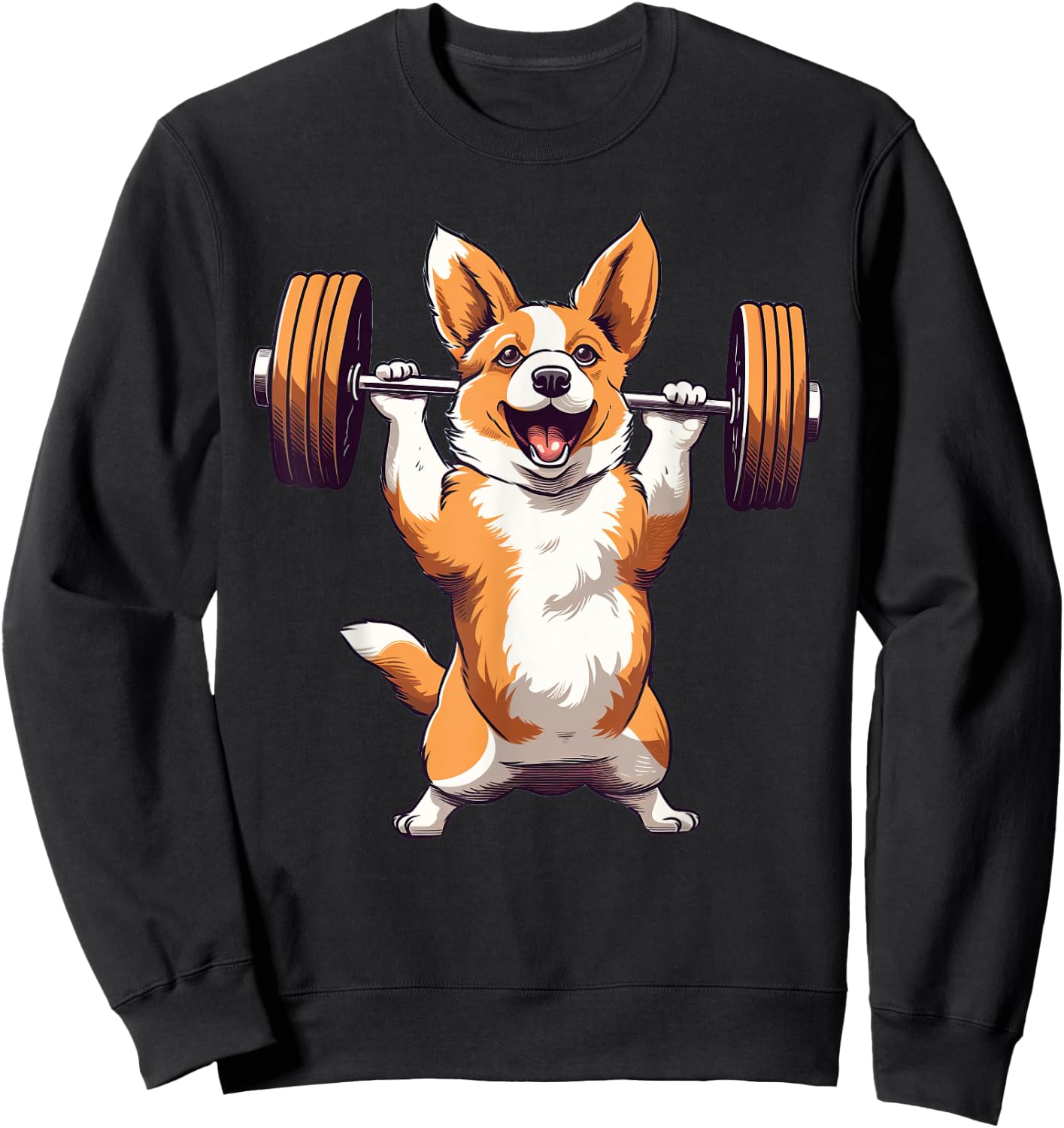 Corgi Dog Powerlifting Weightlifting Gym Workout Sweatshirt - Sweatshirt | Black
