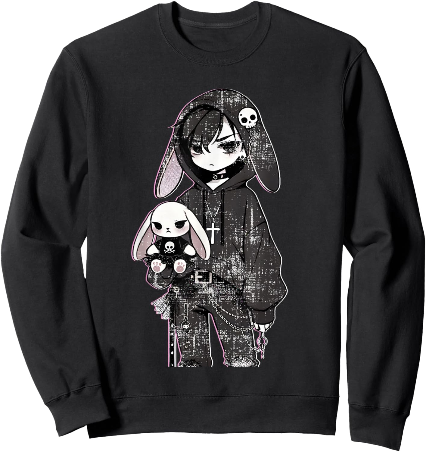 Grunge Bunny Anime Gothic Girl Aesthetic E-Girl Vibes Style Sweatshirt - Sweatshirt | Black