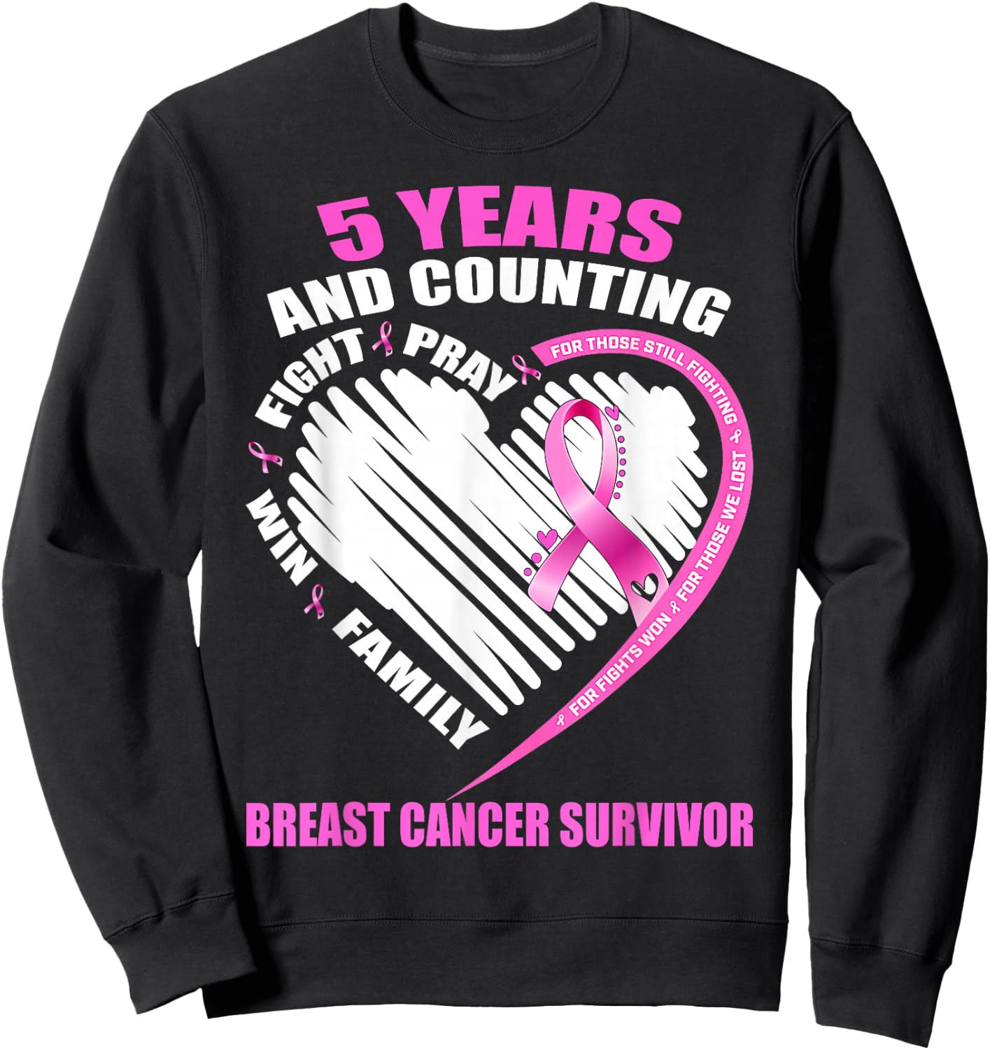 5 Years Cancer Free Gifts 5 Year Breast Cancer Survivor Sweatshirt - Sweatshirt | Black