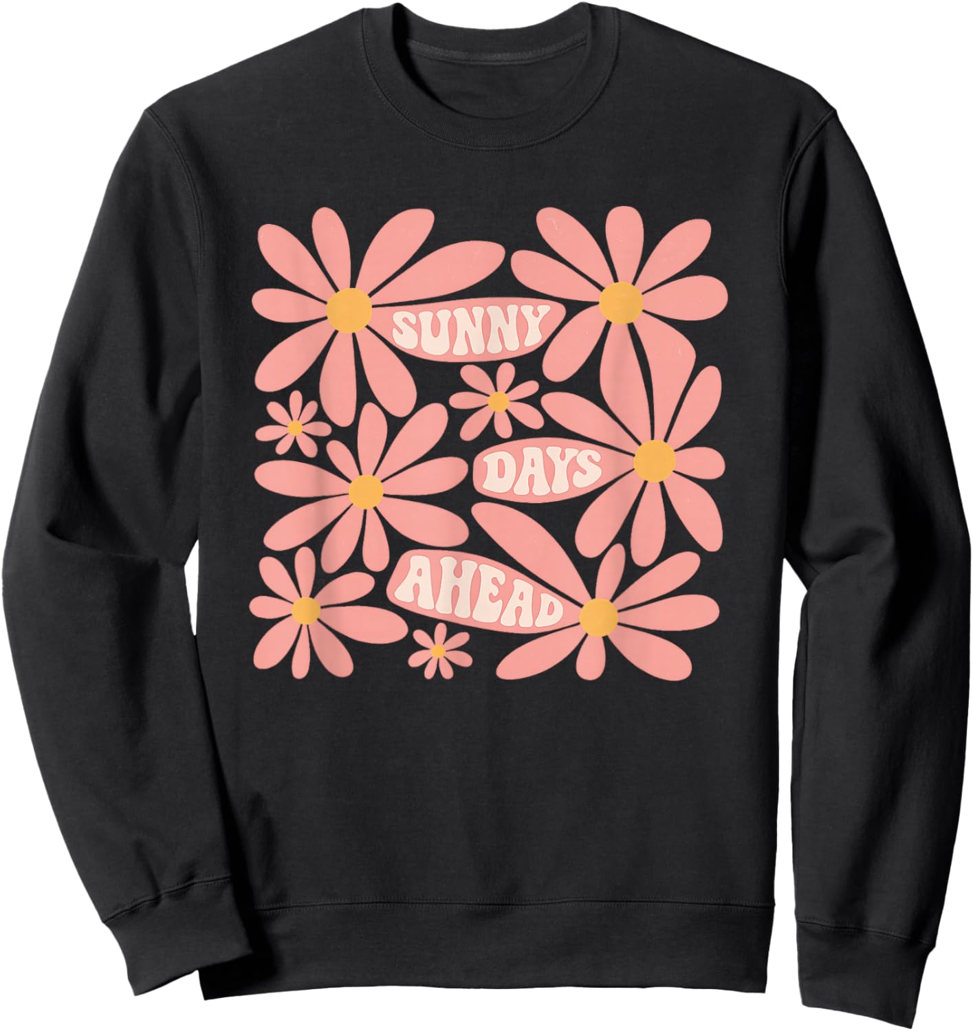 Retro Sunny Day Ahead Summer Floral Women's Casual Wear Sweatshirt - Sweatshirt | Black
