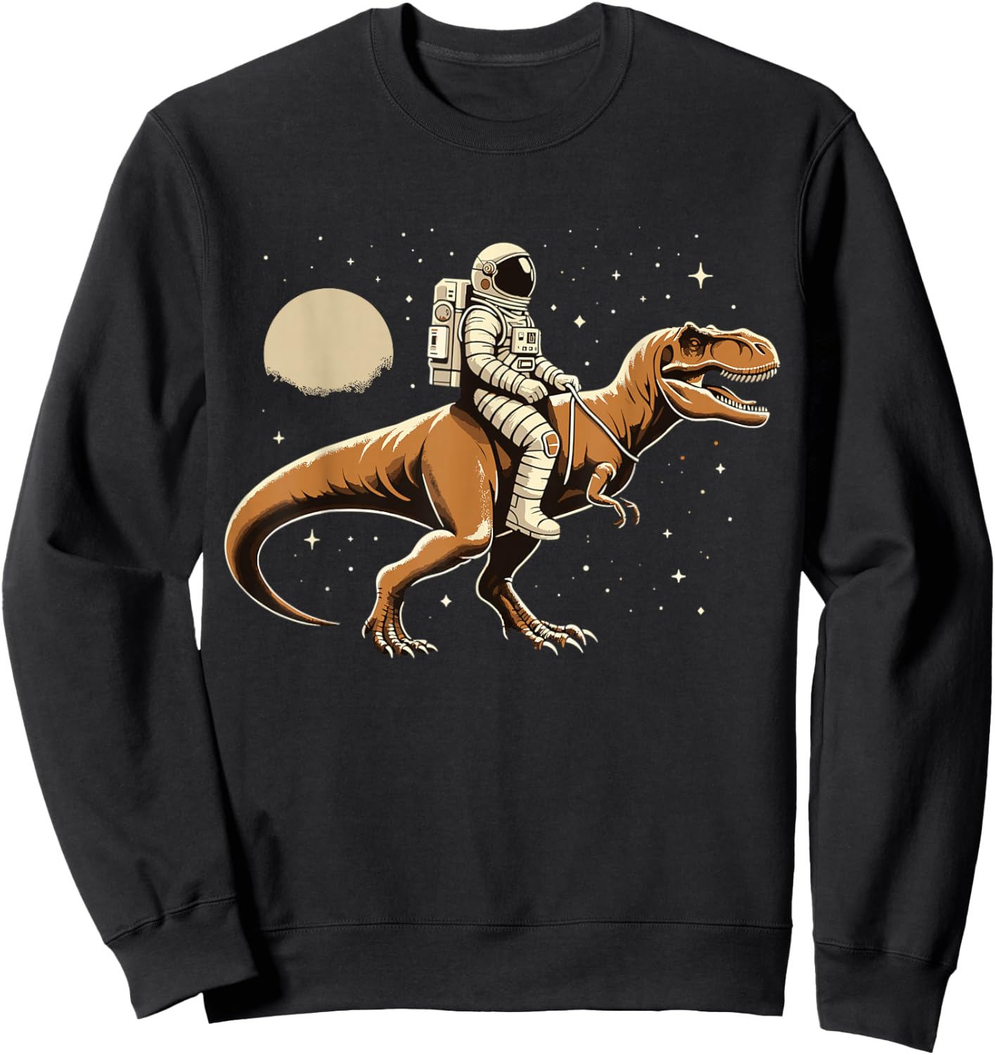 Astronaut Riding T-Rex Dinosaur Astro Space Sweatshirt - Sweatshirt | Black