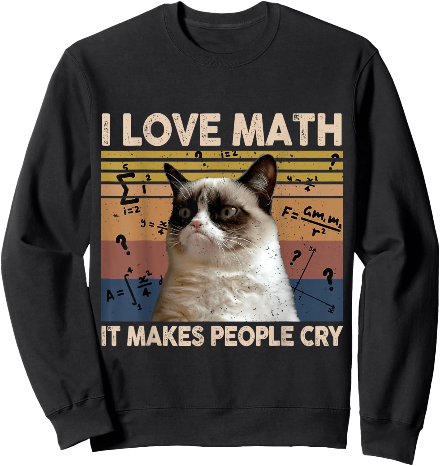 I Love Math It Makes People Cry Cat Lover Women Sweatshirt - Sweatshirt | Black