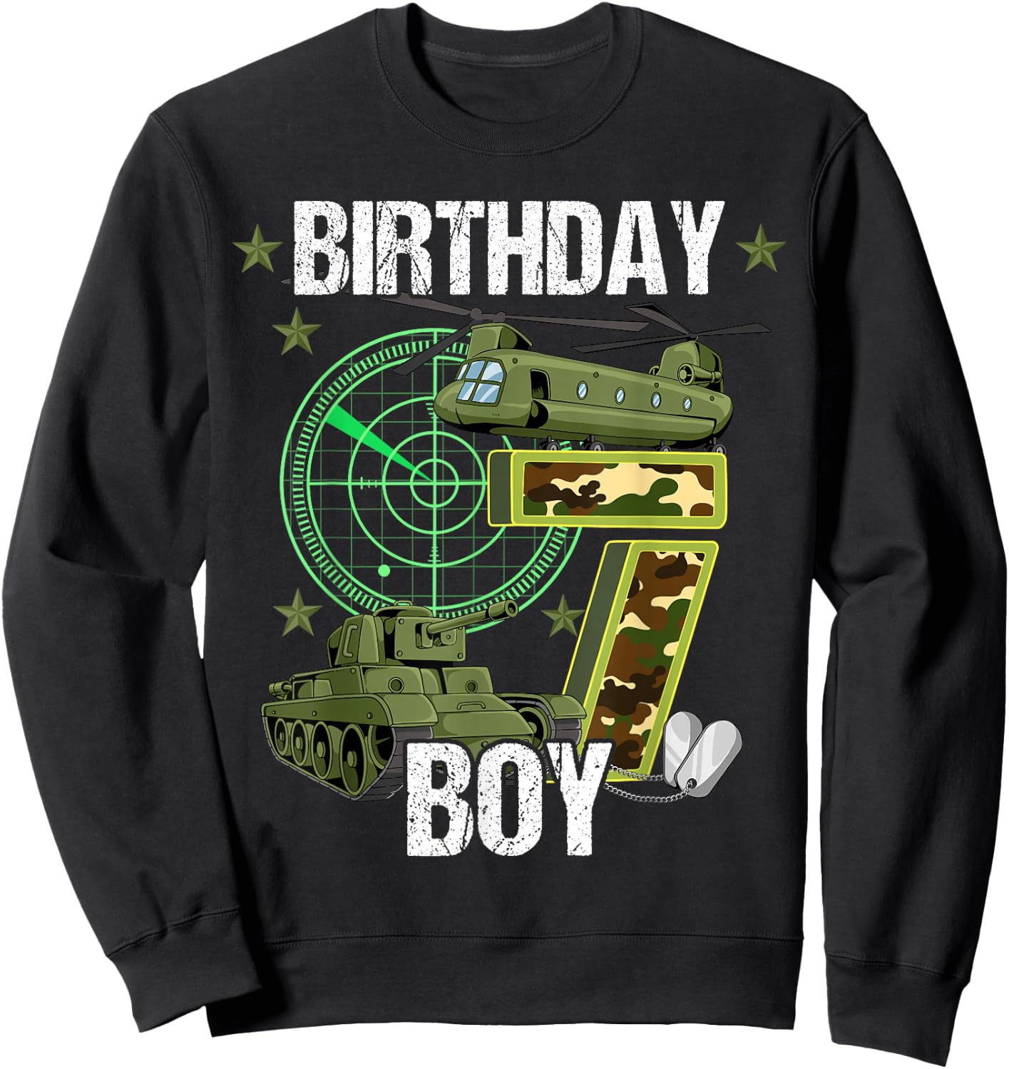 7th Birthday Army Sweatshirt - Sweatshirt | Black