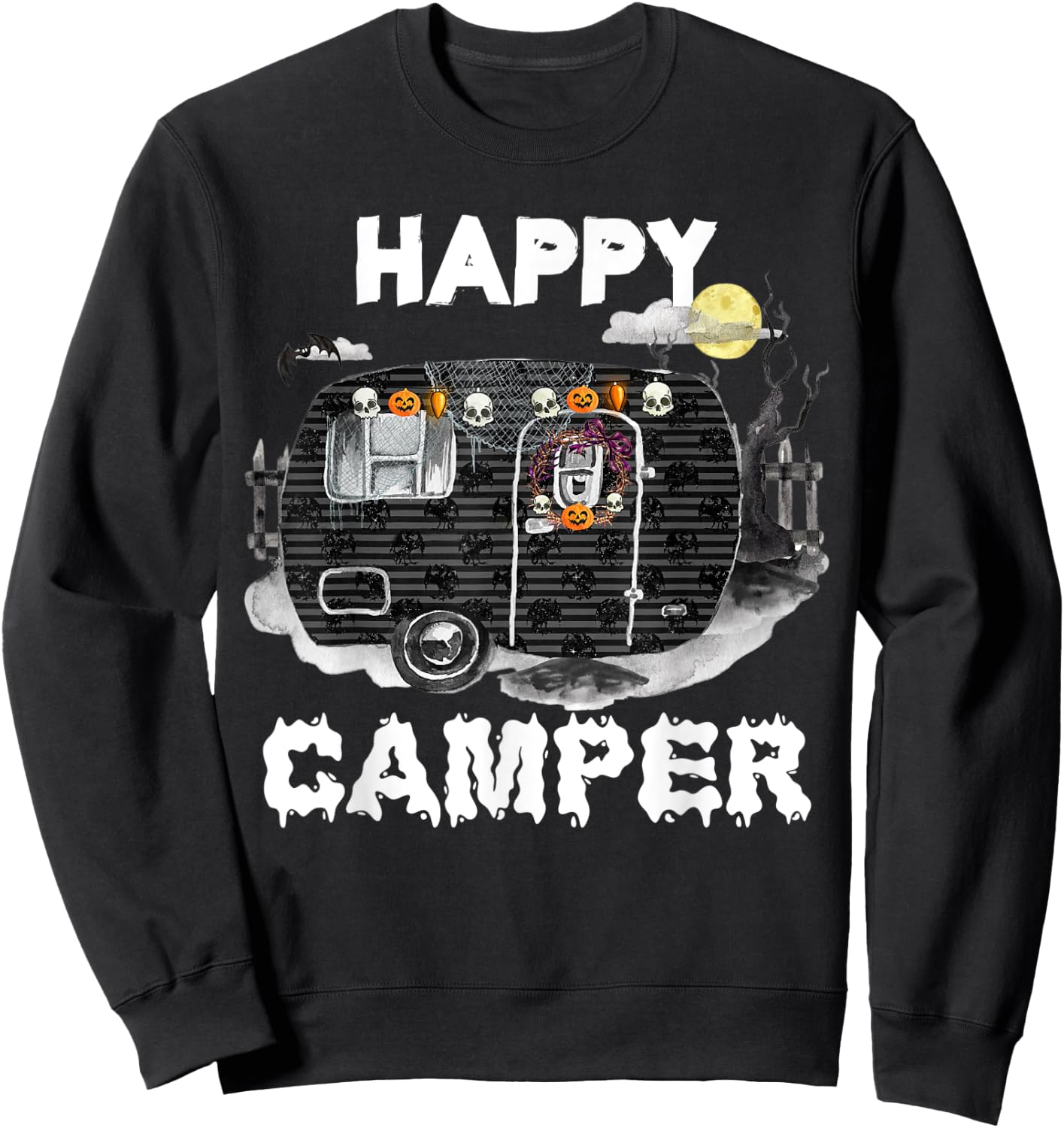 CAMPING Happy Camper Halloween Camp O Ween Sweatshirt - Sweatshirt | Black