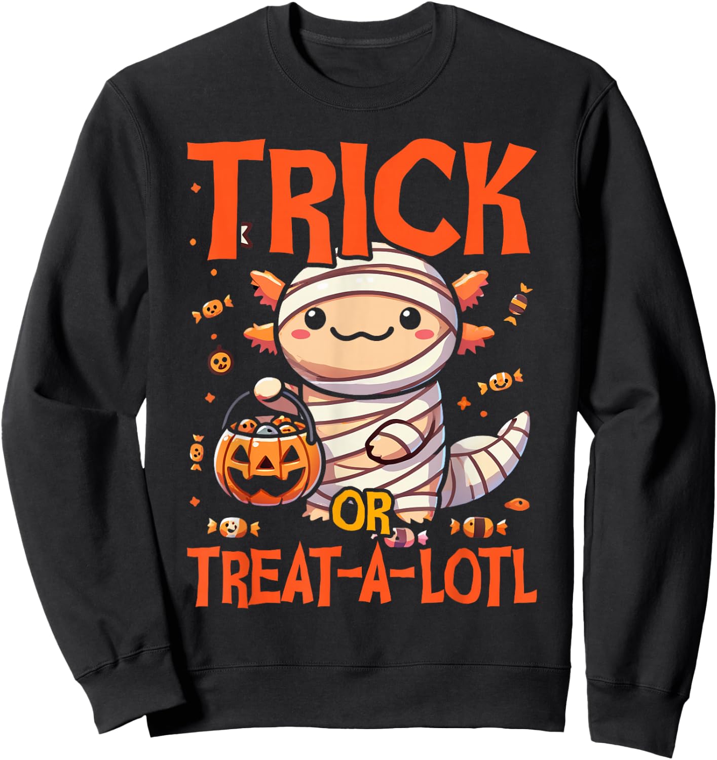 Trick or Treat A Lotl Axolotl Halloween Costume Toddler Kids Sweatshirt - Sweatshirt | Black
