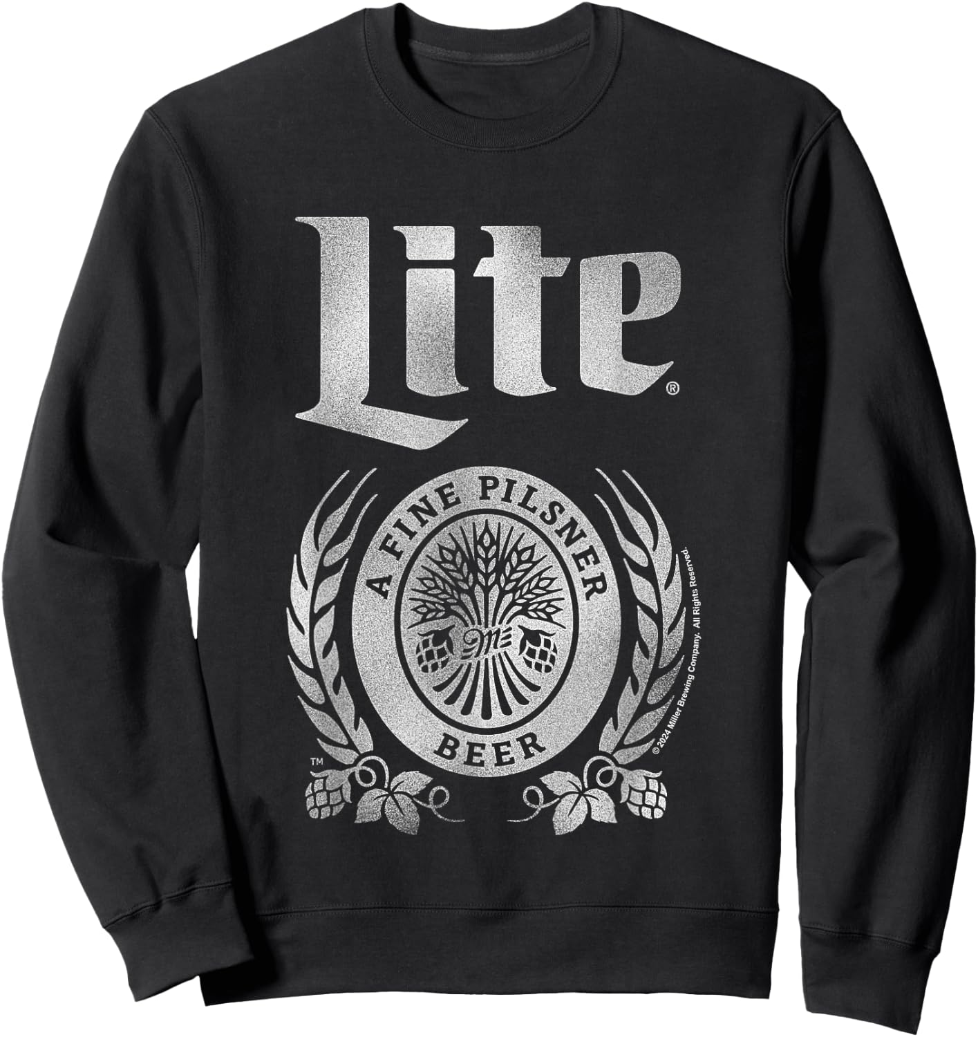 Miller Lite A Fine Pilsner Faded Vintage Label Sweatshirt - Sweatshirt | Black