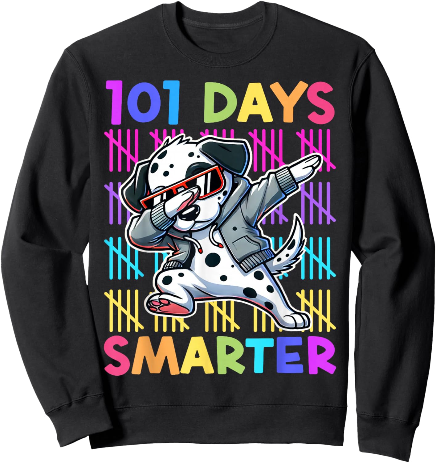 101 Days of School Dabbing Dog Cute 100 Days Smarter Student Sweatshirt - Sweatshirt | Black