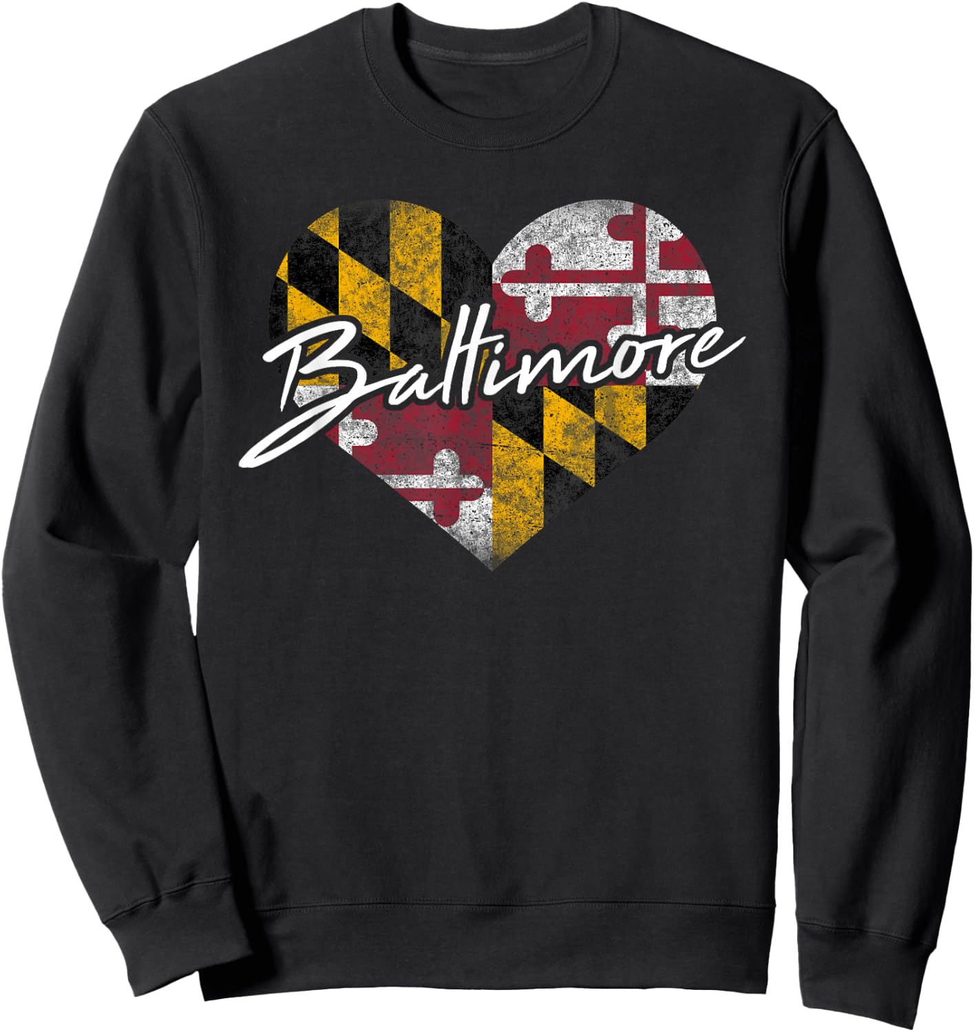 I Love Baltimore State of Maryland Flag Heart Gift Sweatshirt - Sweatshirt | Black