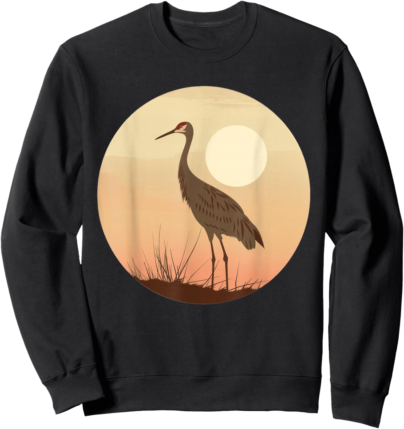 Sandhill Crane Vintage Sunset Sweatshirt - Sweatshirt | Black