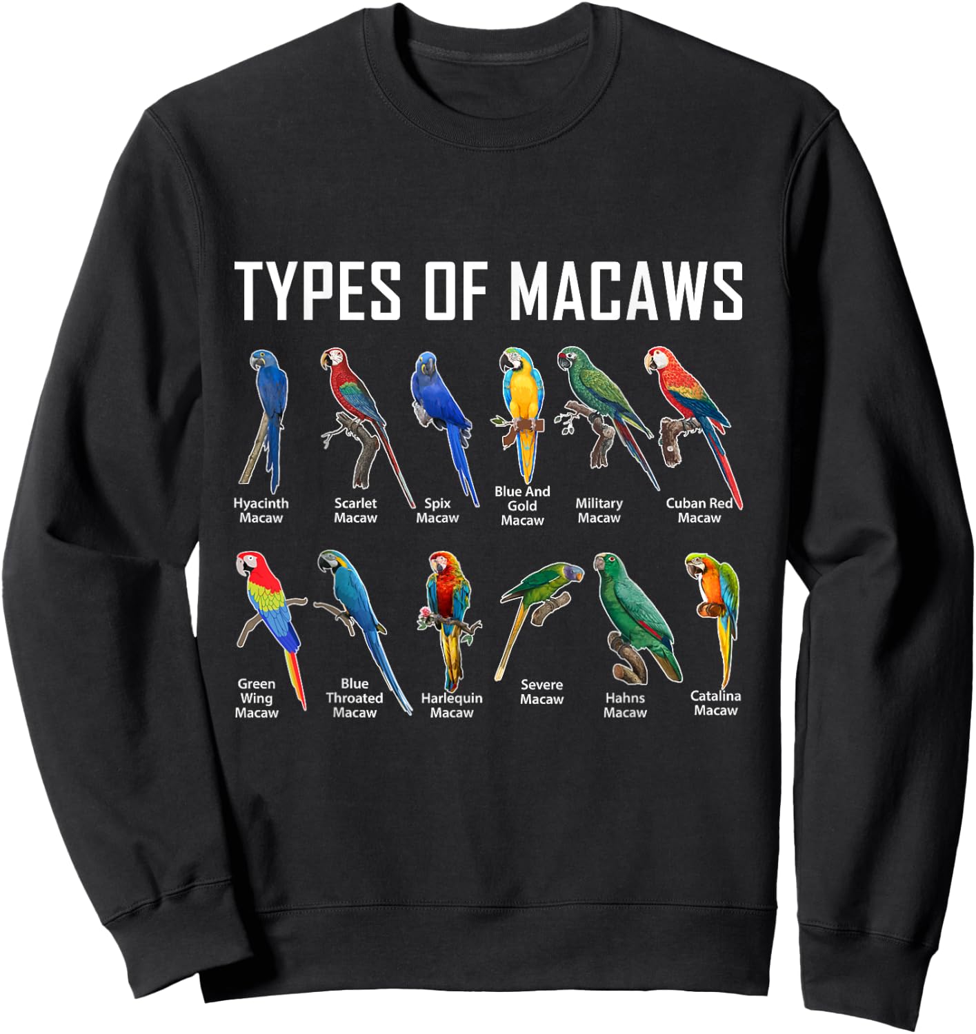 Types of Macaws Shirt Macaw Shirt Blue Yellow Hybrid Macaw Sweatshirt - Sweatshirt | Black