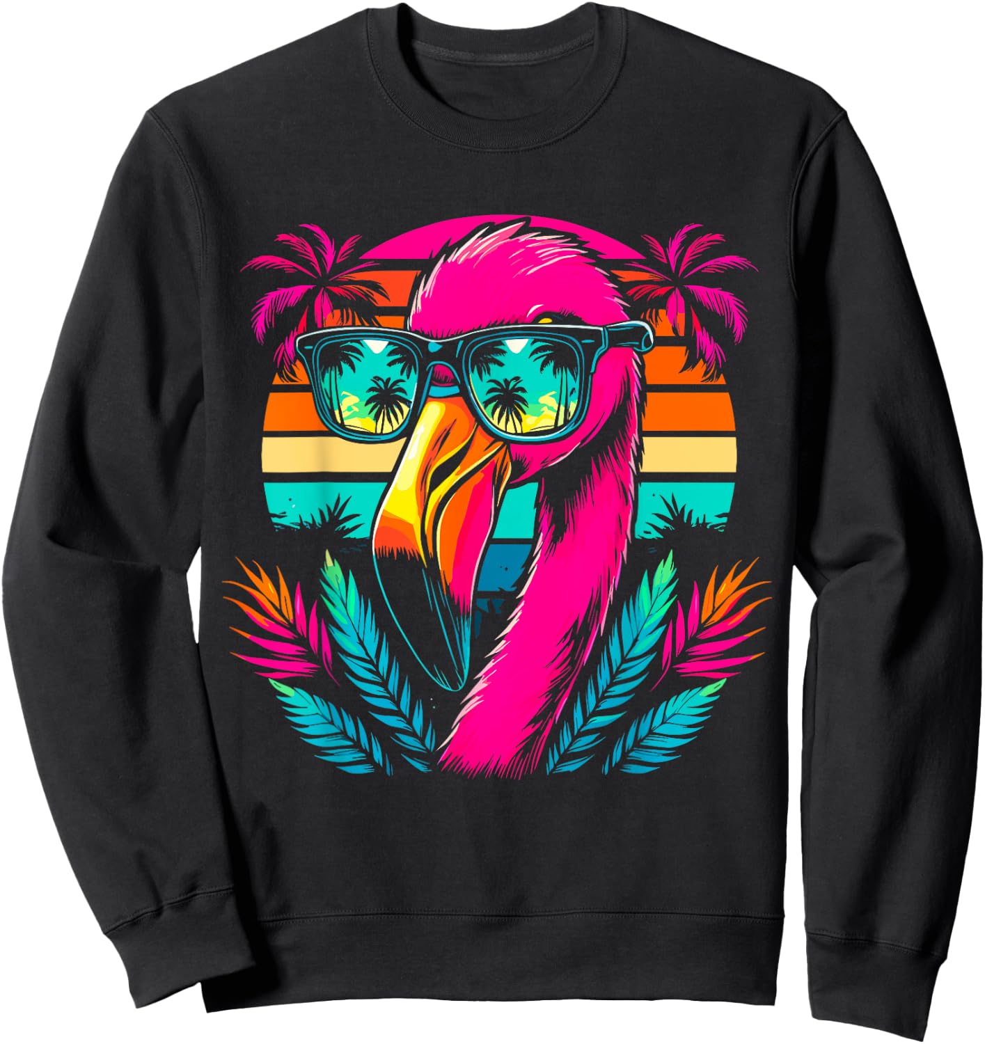 Cool Flamingo with Sunglasses Sweatshirt - Sweatshirt | Black