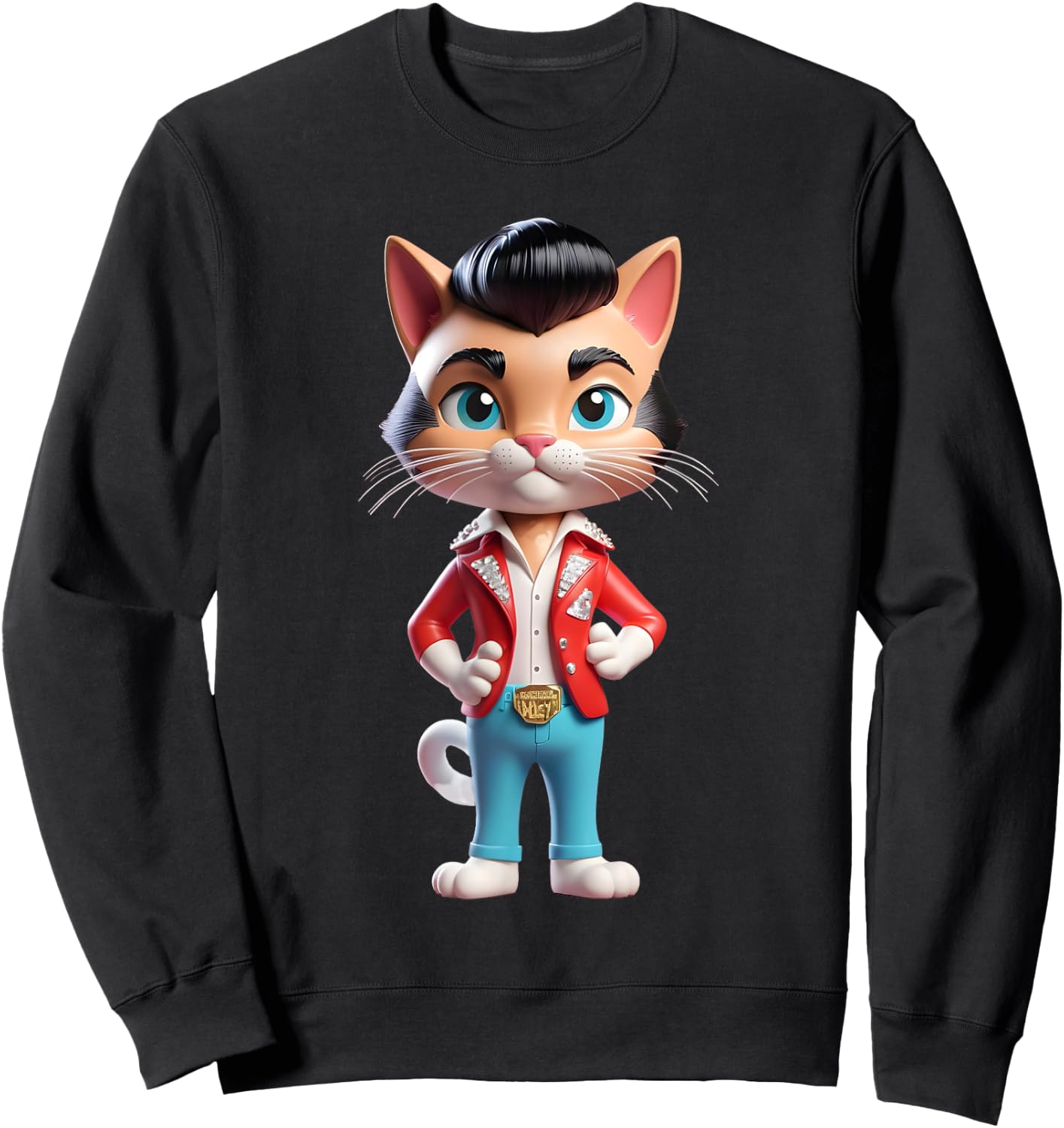 Funny Rockabilly Cat Rock n Roll Music Retro Vintage 50s 60s Women Kids Sweatshirt - Sweatshirt | Black