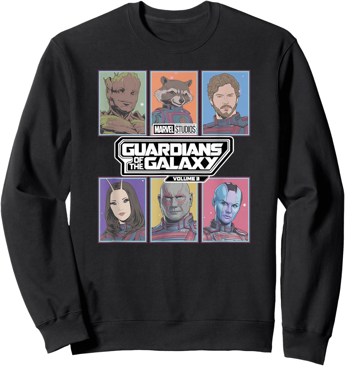 Marvel Guardians of The Galaxy Vol. 3 Retro Trading Cards Sweatshirt - Sweatshirt | Black