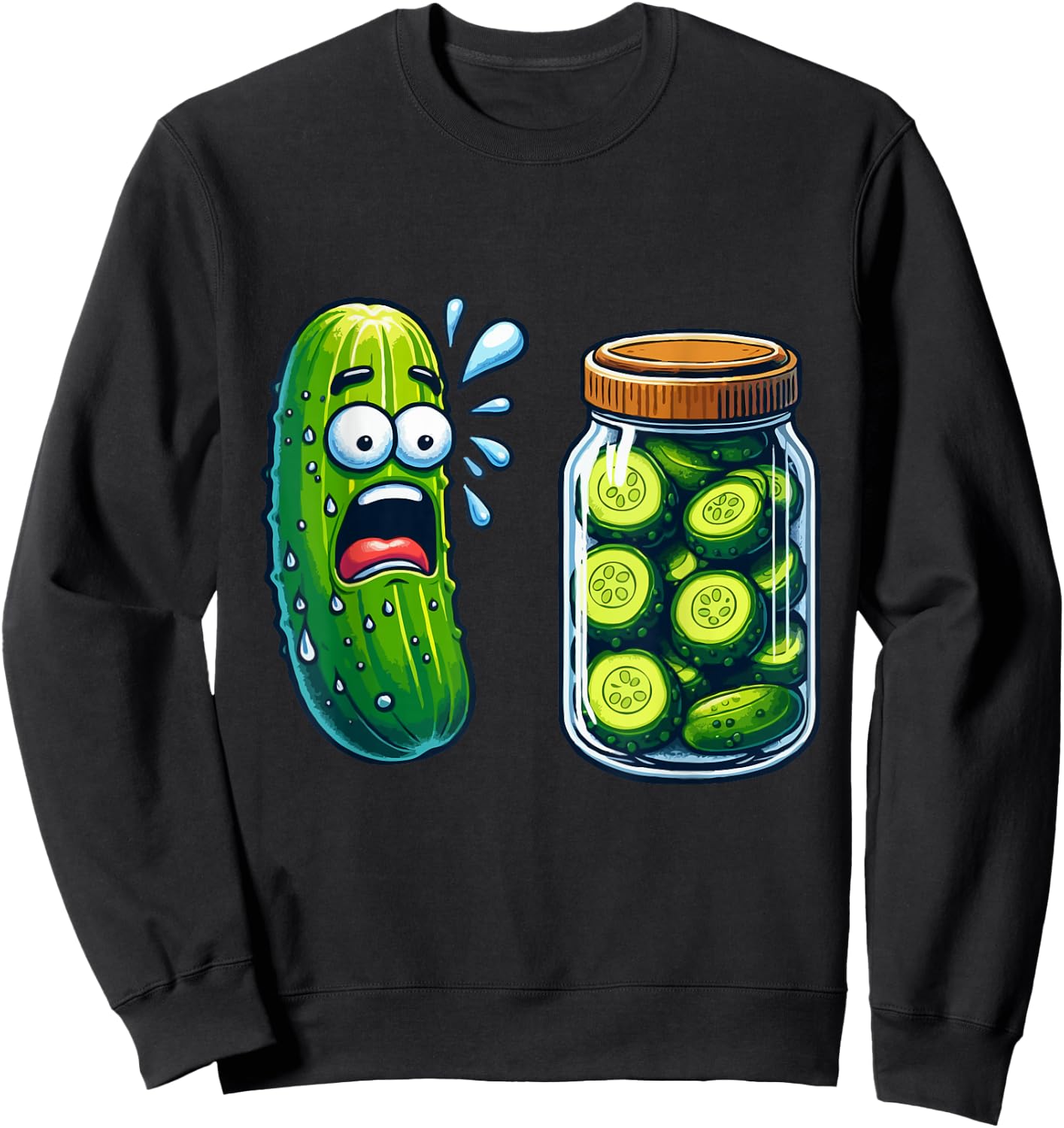 Funny Pickle Surprise Cucumber And Jar Of Pickles Boys Kids Sweatshirt - Sweatshirt | Black