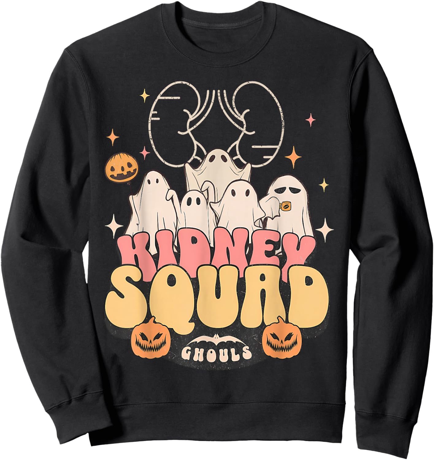 Nurse Kidney Squad Halloween Cute Ghost Nurse Dialysis RN Sweatshirt - Sweatshirt | Black