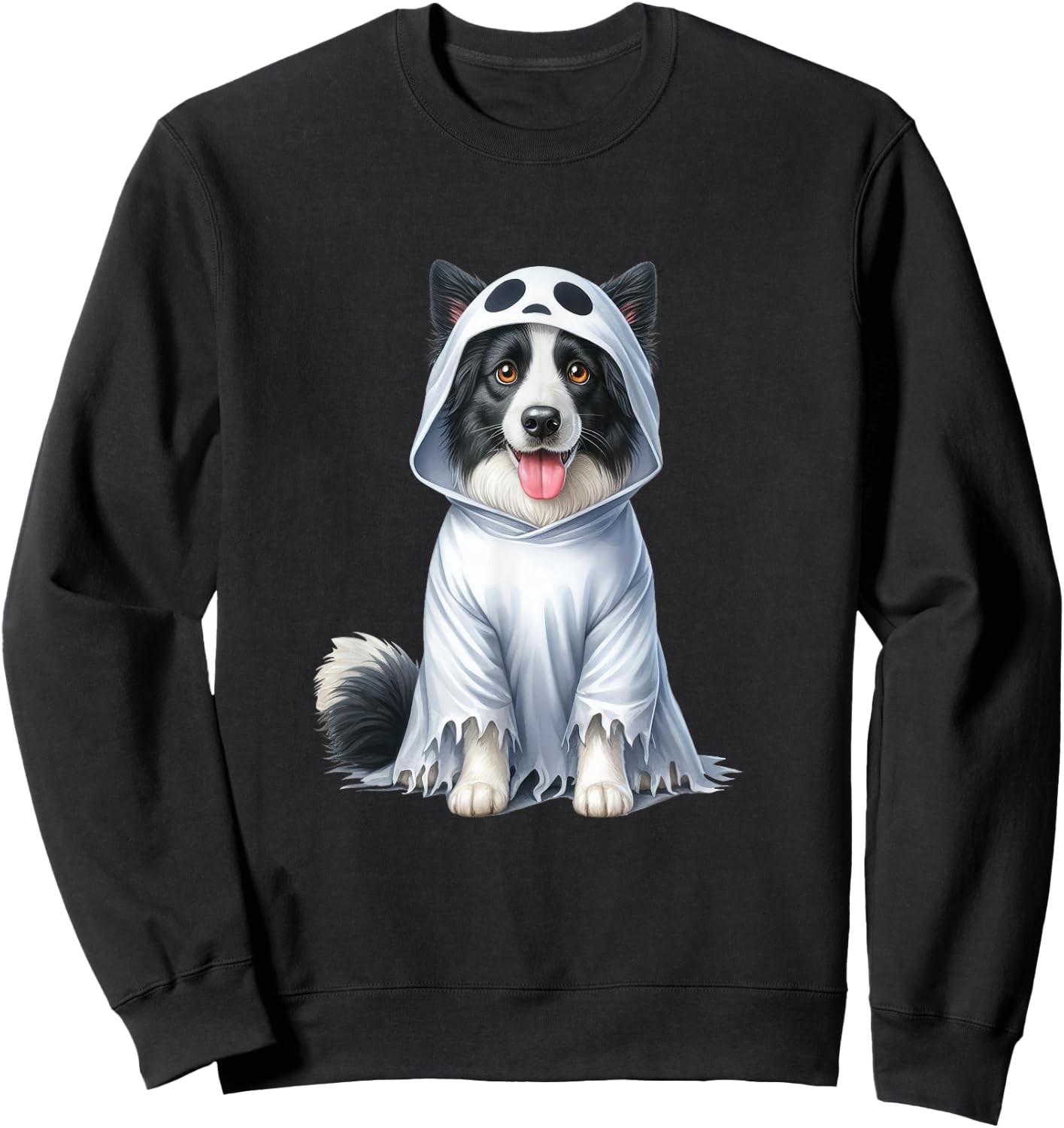 Halloween costume funny ghost dog border collie Sweatshirt - Sweatshirt | Black