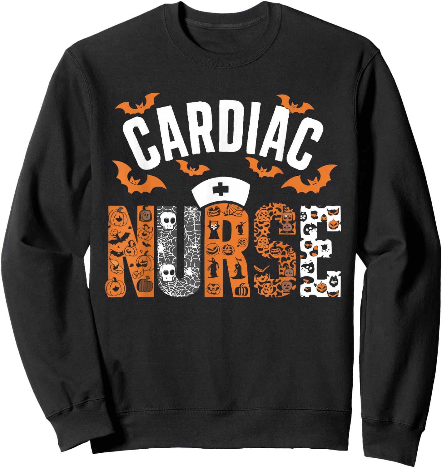 Halloween Cardiac Nurse Spooky Nursing Trick Or Treat Sweatshirt - Sweatshirt | Black