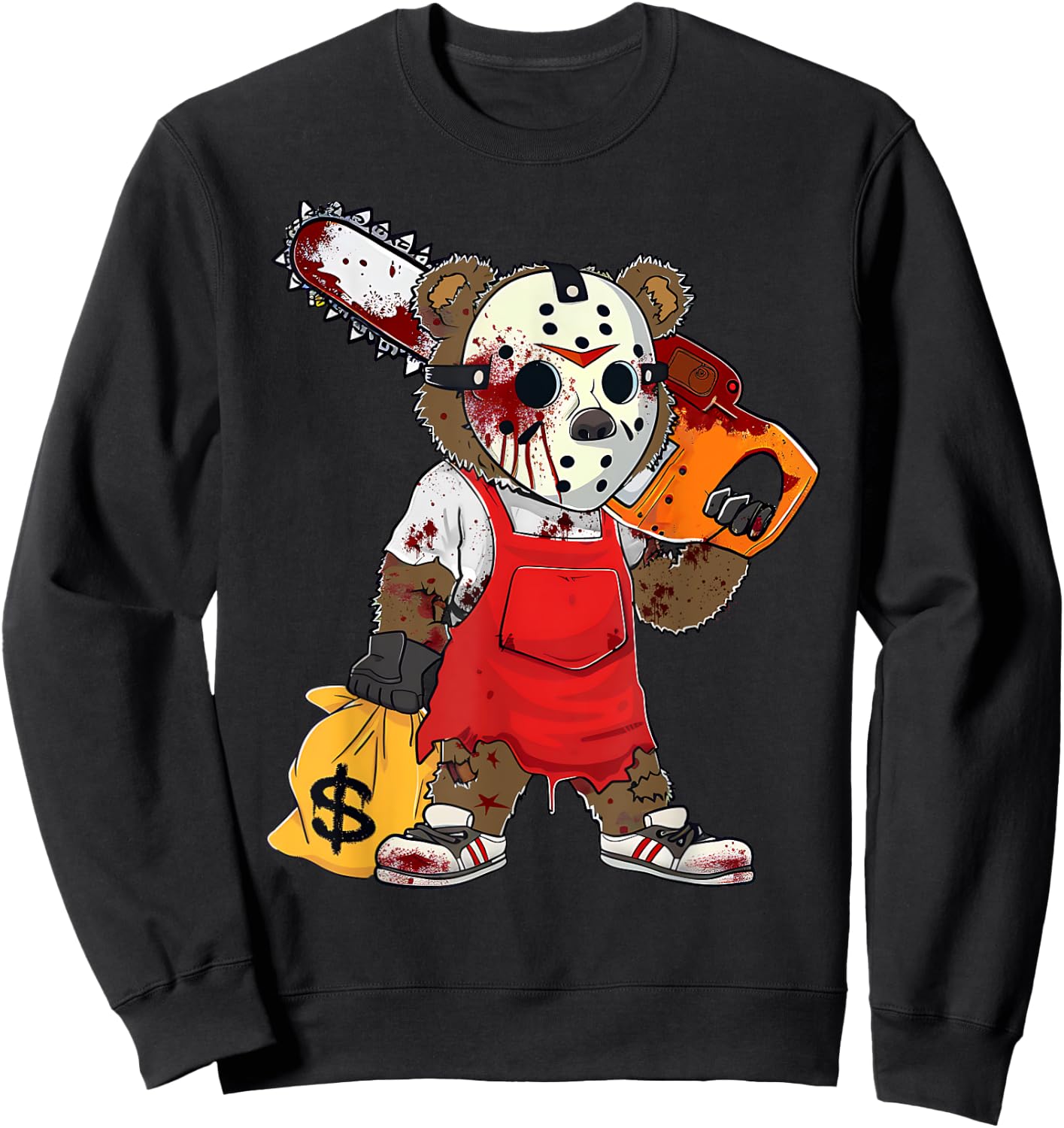 Scary Halloween Costume Hip Hop Lover Teddy Bear Horror Sweatshirt - Sweatshirt | Black